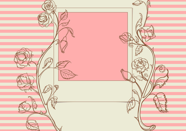 Romantic scrapbook page with photoframe - Vector, afbeelding