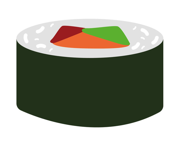 sushi comida japonesa icono plano - Vector, imagen