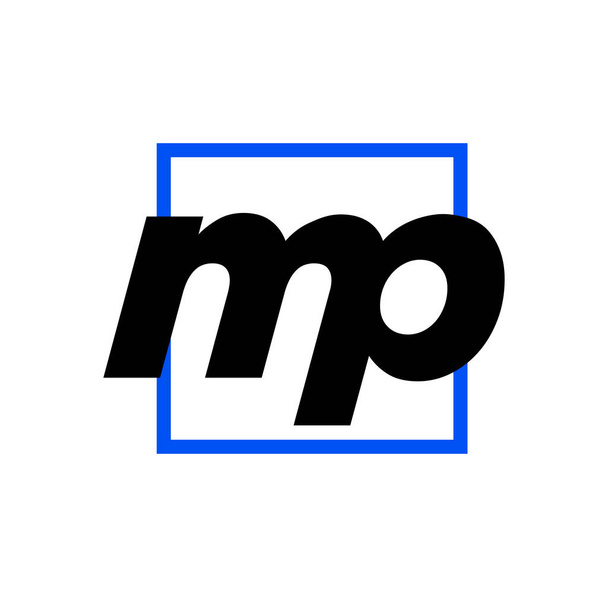 A vector design for a blue logo with "mp" initial on a white background - Vettoriali, immagini