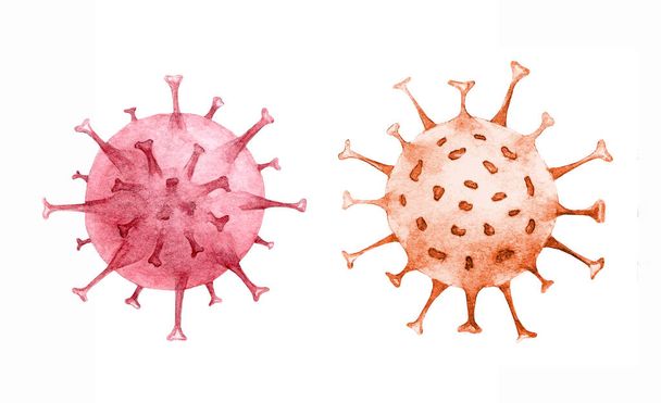 Cellule virale de la variole du singe. Orthopoxvirus fièvre réserve aquarelle illustration isolé sur fond blanc - Photo, image