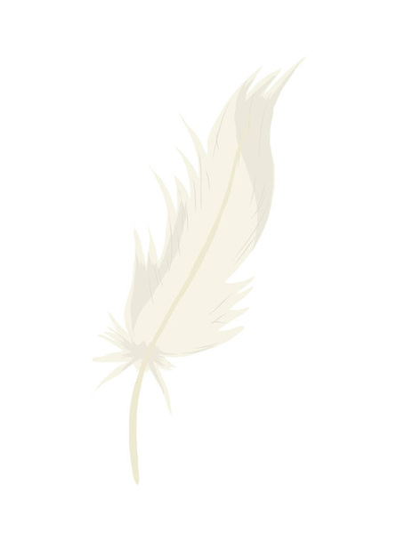 white feather icon flat isolated - Vector, imagen