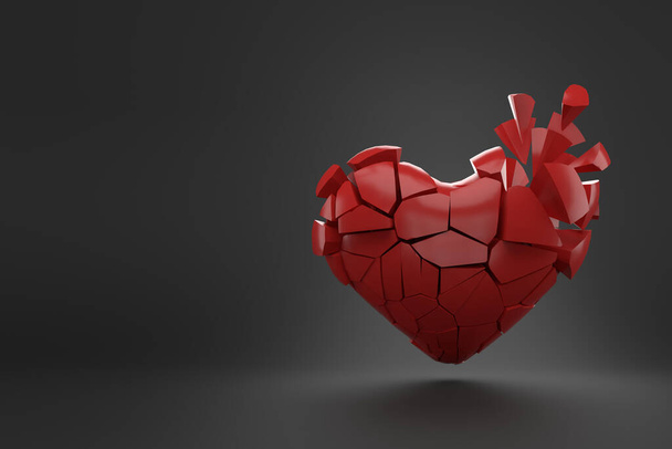 Valentines day background. Broken Heart. 3D rendering. - Фото, изображение