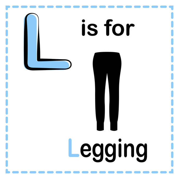 A ''L is for Legging'' alphabet flashcard illustration with a white background - Vettoriali, immagini