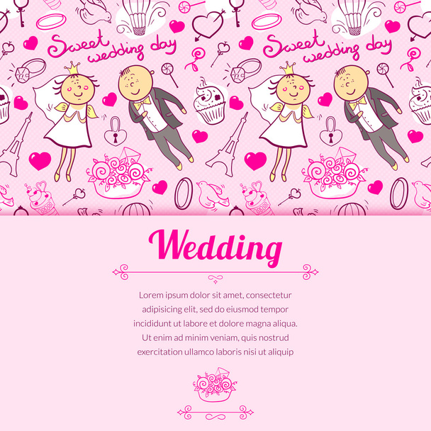 Wedding illustration in cartoon style - Vetor, Imagem