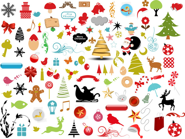 Vector illustration - set of christmas icons and Graphics vector stock - Vector, Image