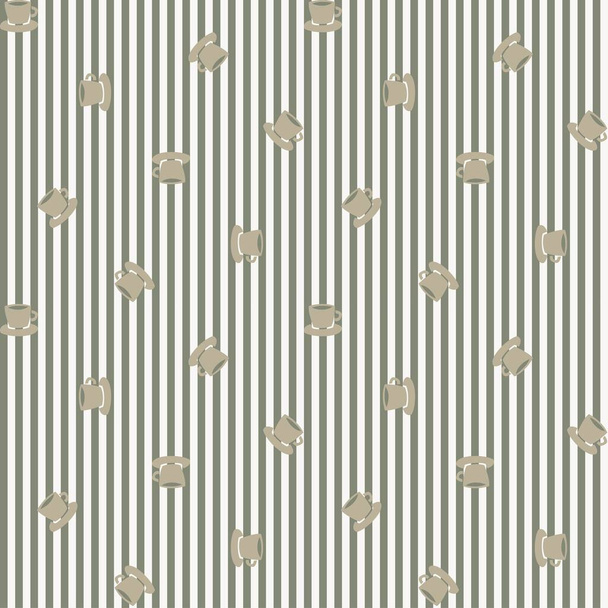 Coffee cups seamless pattern design with stripes for fashion textiles, crafts, branding, marketing and web materials - Vector, Image