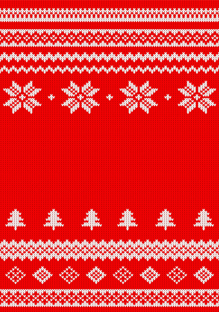 red and white knitted background - Vector, Imagen