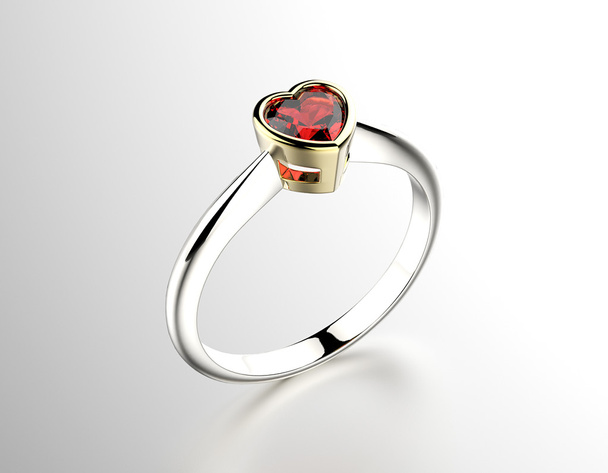 Ring with Garnet heart shape - Photo, Image