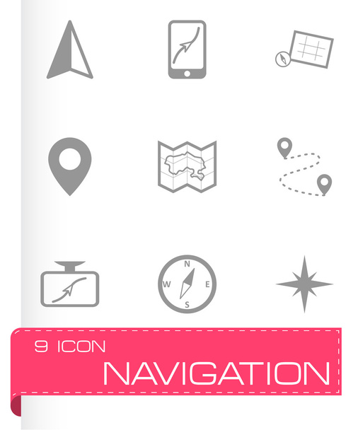 Vector black navigation icons set - Vector, Image