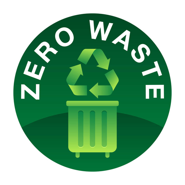  Zéro déchet poubelle verte avec poubelle réutilisable. Vie sans plastique - icône vectorielle isolée - Vecteur, image