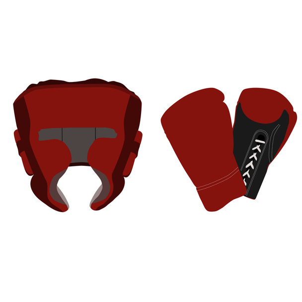 Boxing helmet and gloves - Wektor, obraz