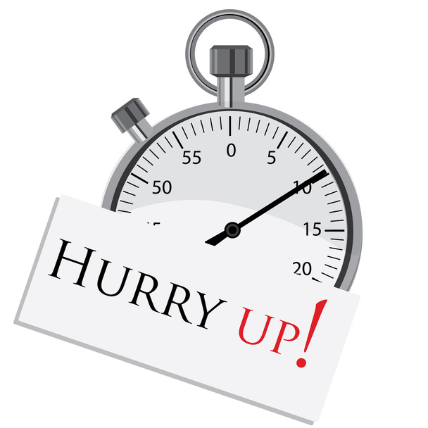 Stopwatch with text hurry up - Vector, Image