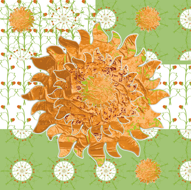 Patterned picture simple spring sunny meadow - Vector, Image