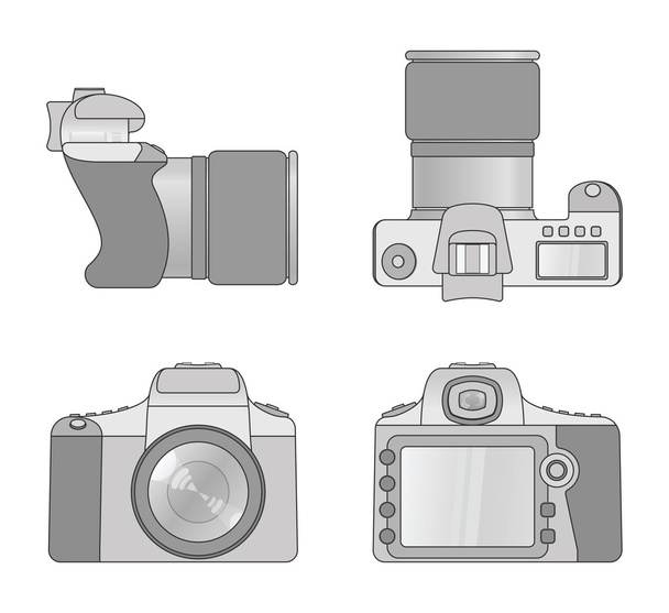 Different views of digital camera - Vector, Image