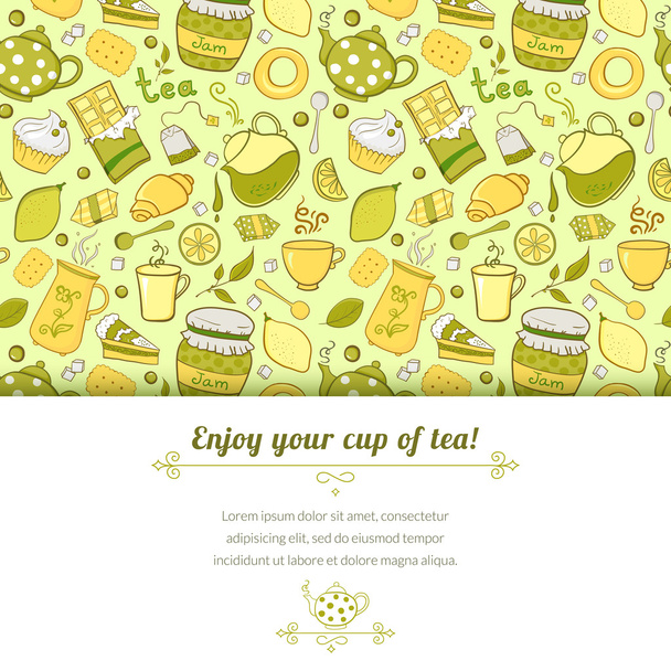 Tea and sweets background - Vecteur, image
