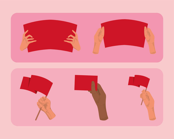 иконы рука об руку с концепцией баннерного активизма - Вектор,изображение