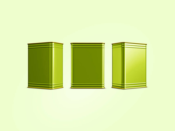 Olive oil can mockup for label design and branding. Metal oil container label design mockup.  Olive oil metal can branding mockup. Olive oil metal tin can mock-up. 3D rendered Illustration - 写真・画像