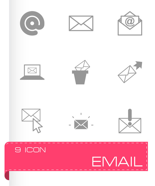 vector zwarte e-mail icons set - Vector, afbeelding