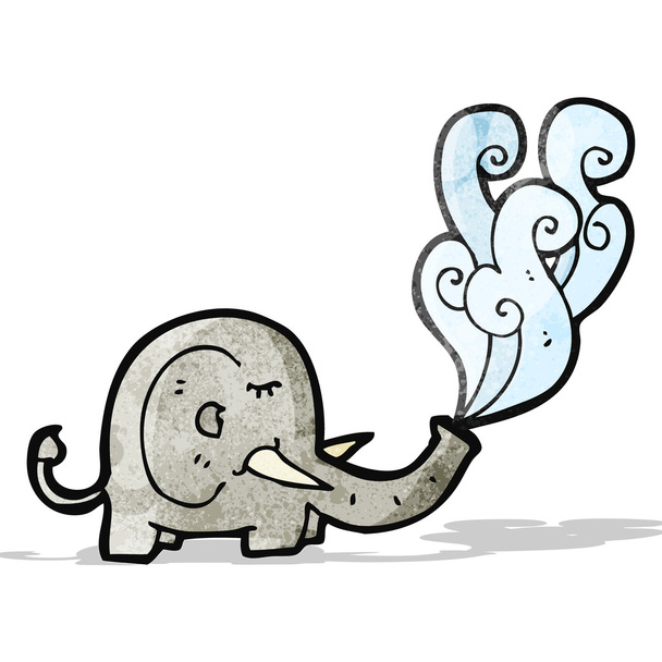 Słoń squirting wody kreskówka - Wektor, obraz