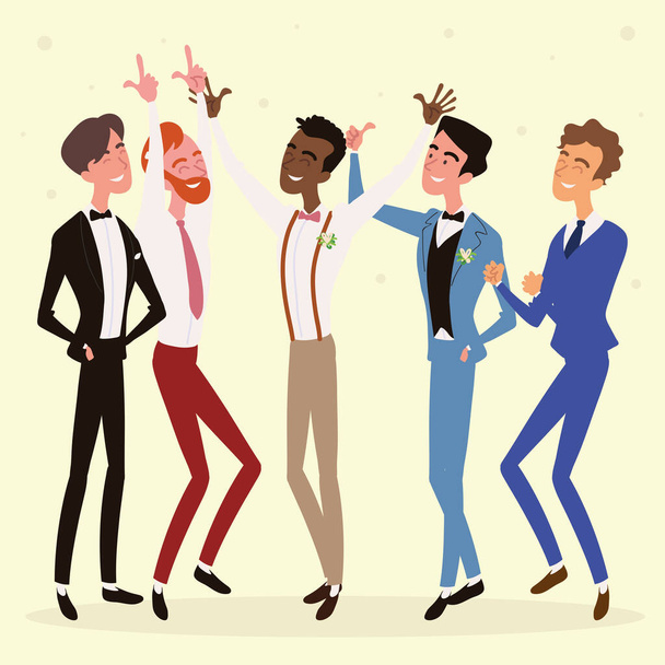 groom and groomsmen celebration design - Vecteur, image