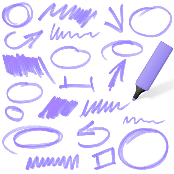 gekleurde markeerstift met markeringen - Vector, afbeelding