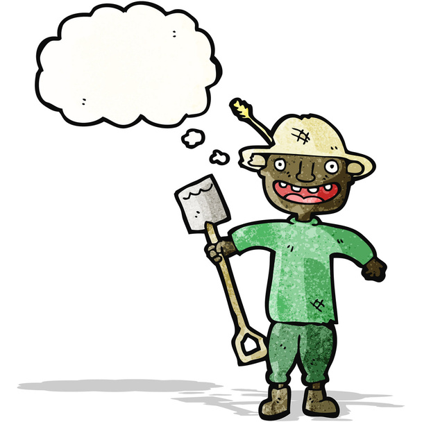 Kreslený farmář s rýčem - Vektor, obrázek