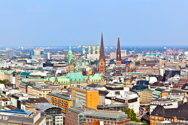 Cityscape of Hamburg from the famous tower Michaelis - Foto, Imagem