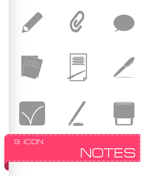 Vector black notes icons set - Vetor, Imagem