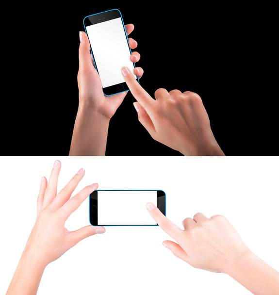 Рука держит черный смартфон с чистым экраном
 - Фото, изображение