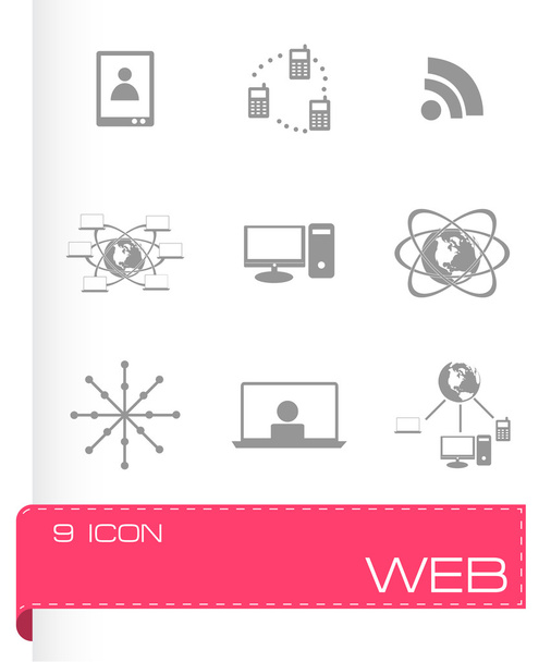 Vector black web icons set - Wektor, obraz