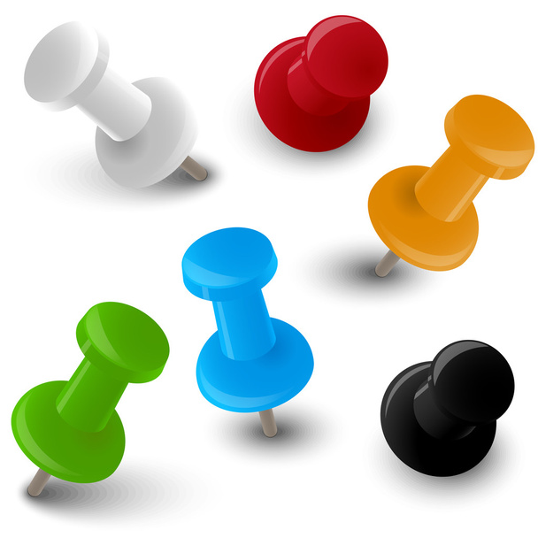Collection of pins different colors - Vector, Image