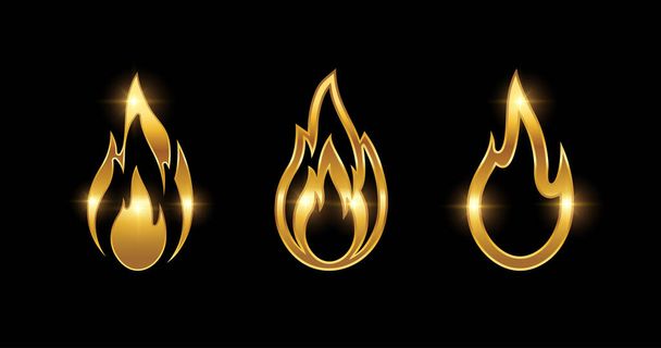 Ícone de fogo de luxo dourado - Vetor, Imagem
