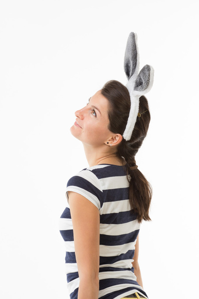 Dreamy woman with rabbit ears - 写真・画像