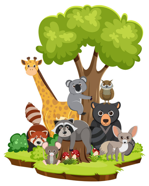 Animali selvatici in stile cartone animato illustrazione - Vettoriali, immagini