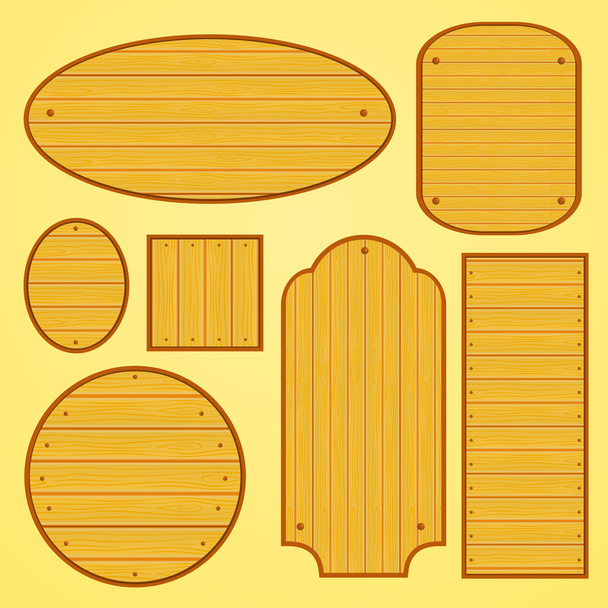 Set of different shapes wooden plates - Vector, Image