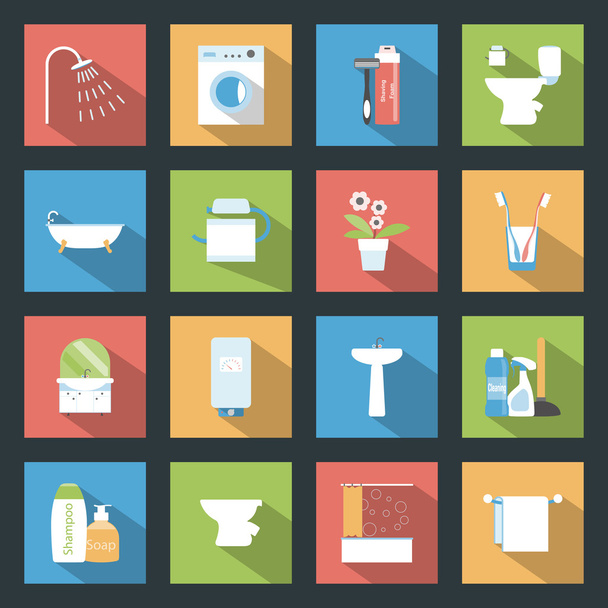 Set icone piatte da bagno
 - Vettoriali, immagini