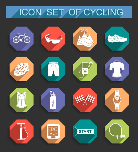 Vector set of icons on cycling - Vektor, kép
