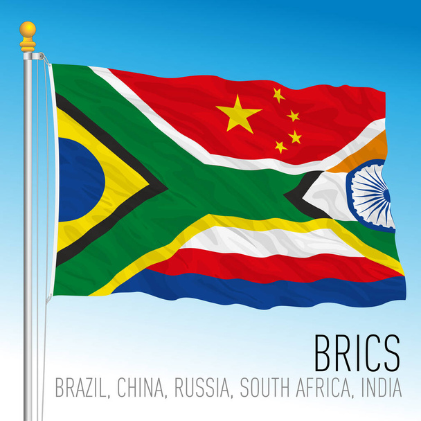 BRICS fantasia lippu yhdistelmä, Kiina, Intia, Venäjä, Etelä-Afrikka, Brasilia, vektori kuva - Vektori, kuva
