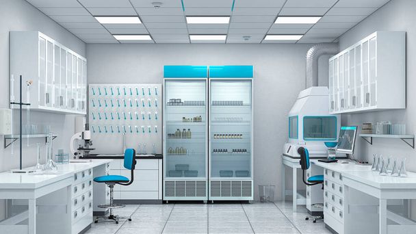 Laboratory interior with lab equipment. 3d illustration - Photo, image