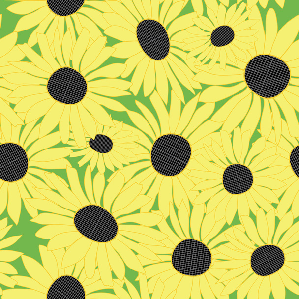 wektor wzór kwiatowy z żółte słoneczniki - Wektor, obraz