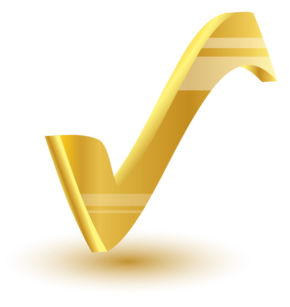 Golden check mark sign - Vector, Image