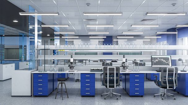 Spacious and bright laboratory interior. 3d illustration - Foto, afbeelding