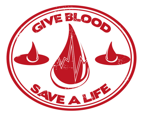 Give blood stamp - Vector, Image
