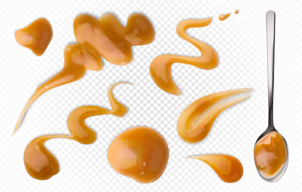 Set various drops of sauce. Vector illustration on a transparent background. - Vector, afbeelding