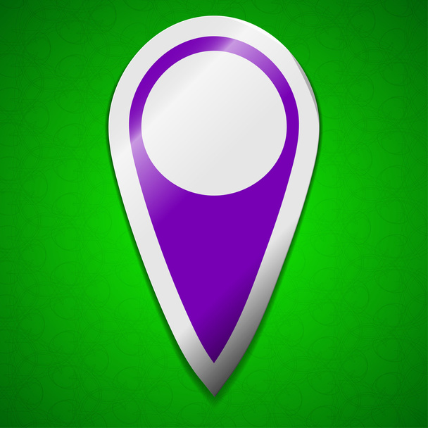 Térkép mutató ikon jele. Szimbólum elegáns színes öntapadó címke zöld háttér. - Fotó, kép