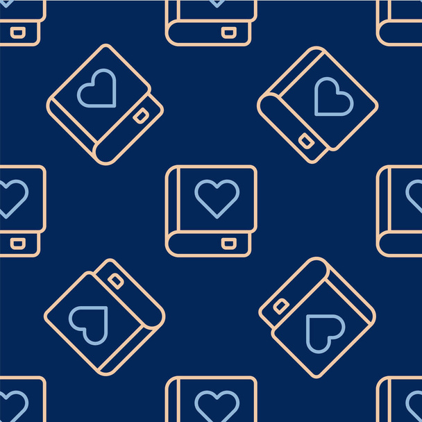 Line Romance book icon isolated seamless pattern on blue background.  Vector - Vector, Image