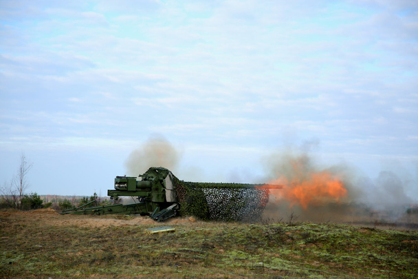 Shot of artillery fire - Photo, Image
