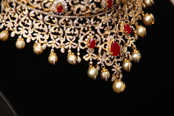 Indian Stone Gold biżuteria Makro shot - Zdjęcie, obraz