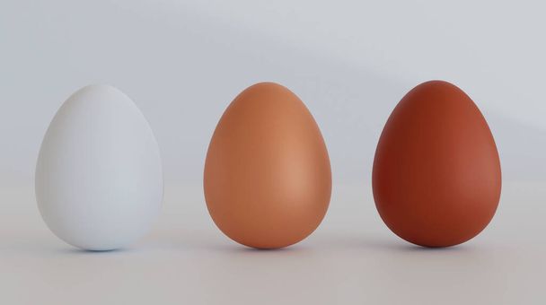 A 3D illustration of eggs on a white background - Foto, afbeelding