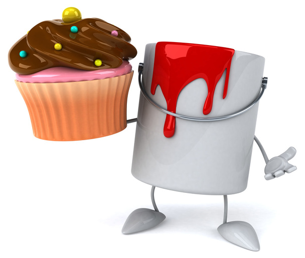 Paint bucket with cupcake - Fotó, kép